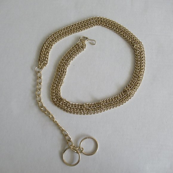 Vintage Gold Tone Metal Mesh Chain Belt Size XS/Small, Adjustable - Picture 1 of 6